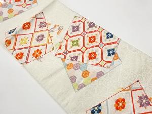 リサイクル　色紙に古典柄・華紋模様織出し袋帯